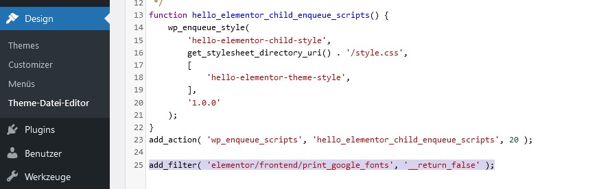 elementor disable google fonts