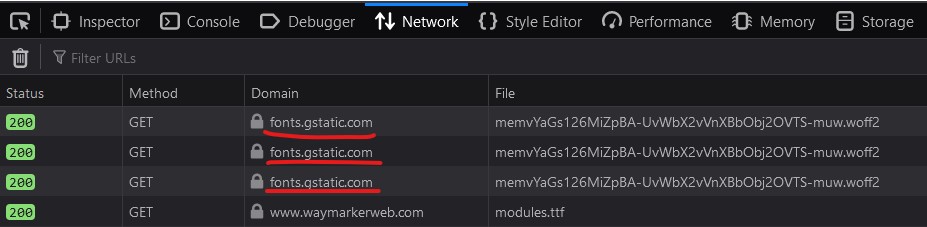 netzwerk mit google fonts